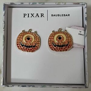 Pixar BaubleBar Mike Wazowski Carved Pumpkin Halloween Rhinestone Earrings